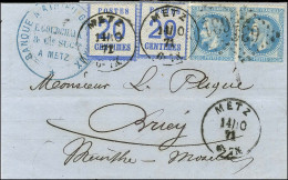 Càd METZ / Als. N° 6 (2) + GC 631 / N° 29 (paire) Sur Lettre 2 Ports En Affranchissement Mixte Pour Briey. 1871. - SUP.  - Covers & Documents