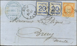 Càd METZ / Als. N° 6 Paire + GC 631 / N° 38 Sur Lettre 2 Ports En Affranchissement Mixte Pour Briey. 1871. - TB / SUP. - - Storia Postale