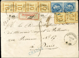 Càd BUSENDORF / Als. N° 5 (2 Paires + 2 Ex) + Càd Bleu PARIS / ETRANGER / N° 29 Paire Sur Enveloppe Chargée (avec Grande - Covers & Documents