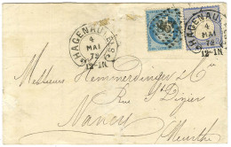 Cachet Fer à Cheval HAGENAU / TP All 2 Groschen + GC 2598 / N° 60 Sur Lettre En Affranchissement Mixte Pour Nancy. 1872. - Brieven En Documenten