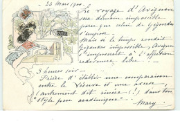 N°14826 - Art Nouveau - Jeune Femme écrivant Sur Une écritoire - 1900-1949