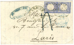 Càd MARKIRCH / TP All 2 Groschen (paire) Sur Lettre 2 Ports Pour Paris, Au Recto Taxe Tampon 4 Bleue. 1872. - TB / SUP.  - Cartas & Documentos