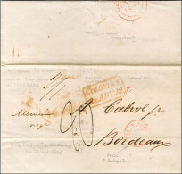 Lettre Avec Texte Daté De Cayenne Le 1 Août 1845 Pour Bordeaux, Au Recto Marque D'échange Encadrée Rouge COLONIES / ART. - Maritieme Post