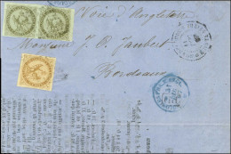 Losange / Col. Gen. N° 1 Paire + 3 Càd GUADELOUPE / POINTE A PITRE Sur Imprimé Complet Pour Bordeaux. 1867. - TB / SUP.  - Maritime Post