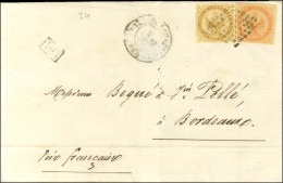 Losange / Col. Gen. N° 3 + 5 Càd GUADELOUPE / BASSE TERRE Sur Lettre Pour Bordeaux. 1870. - TB. - Maritieme Post