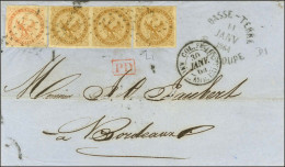 Losange / Col. Gen. N° 3 Paire + 1 Ex + 5 Càd BASSE TERRE / GUADELOUPE Sur Lettre Pour Bordeaux. 1864. - TB / SUP. - R. - Posta Marittima