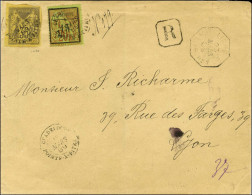 Càd GUADELOUPE / POINTE A PITRE / Col. Gen. N° 45 + 52 Surchargé 15 Sur Lettre Recommandée Pour Lyon. 1889. - TB / SUP.  - Maritieme Post