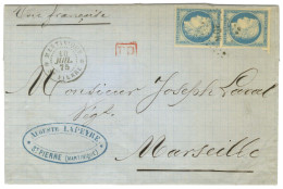 Losange MQE / Col. Gen. N° 23 Type 3 Paire Càd MARTINIQUE / ST PIERRE Sur Lettre Pour Marseille. 1875. - TB / SUP. - Maritieme Post