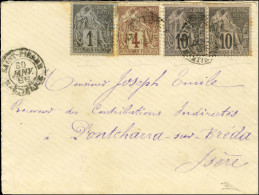 Càd SAINT PIERRE / MARTINIQUE / Col. Gen. N° 46 + 48 + 50 Paire Sur Lettre Pour Pontcharra. 1888. - TB / SUP. - R. - Maritieme Post