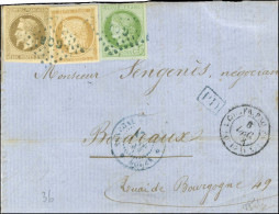 Losange Bleu GOR / Col. Gen. N° 9 + 17 + 22 Càd Bleu SENEGAL ET DEP / GOREE Sur Devant De Lettre Pour Bordeaux. 1873. -  - Maritime Post