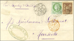 Càd INDE / PONDICHERY / Col. Gen. N° 17 + 34 Sur Lettre Avec Texte Pour Marseille. 1880. - TB / SUP. - R. - Maritieme Post