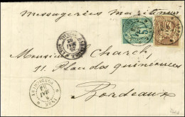 Càd INDE / PONDICHERY / Col. Gen. N° 34 + 49 Sur Lettre Avec Texte Pour Bordeaux. 1883. - TB / SUP. - R. - Maritime Post