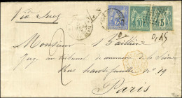 Delcampe - Losange / CG N° 31 + CG N° 32 + France N° 78 Obl Càd Ambulant, à Côté Càd REUNION / ST DENIS Sur Lettre Taxée 2 Pour Par - Maritime Post