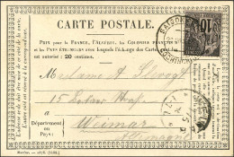 Cachet Télégraphique SAÏGON CENTRAL / COCHINCHINE / CG N° 50 Sur Carte Précurseur Pour Weimar. 1886. Première Pièce Vue. - Maritime Post