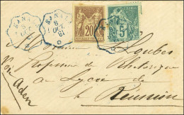Cachet Télégraphique Ondulé Bleu KANALA / * / Col. Gen. N° 34 + 49 Sur Lettre Pour La Réunion. 1881. - TB / SUP. - RR. - Schiffspost
