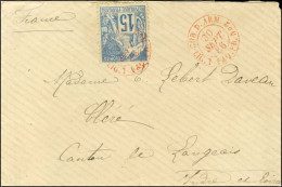 Càd Rouge COR.D.ARM. / LIG.T PAQ.FR.N° 2 / CG N° 51 Sur Lettre De La Réunion Pour Langeais. 1886. - SUP. - R. - Poste Maritime