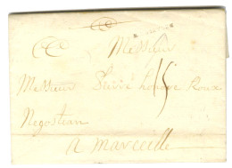 Lettre Avec Texte Daté Du Font De L'Isle à Vache Le 1er Octobre 1752 Pour Marseille. Au Recto, Marque Postale D'entrée D - Entry Postmarks