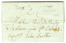 Lettre Avec Texte Daté Du Cap Le 13 Mars 1803 Pour Saint Calais. Au Recto, Marque Postale D'entrée 74 / LE HAVRE. - TB. - Entry Postmarks