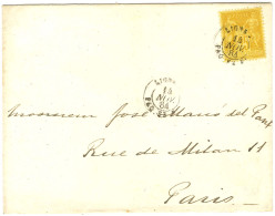 Càd De Ligne Maritime / N° 92 Sur Lettre Pour Paris. 1884. - TB. - Maritime Post
