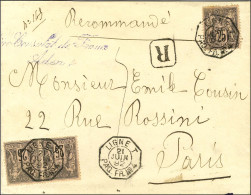 Càd Octo LIGNE T / PAQ FR N° 4 / N° 97 Paire + 1 Ex Sur Lettre Recommandée Du Consulat De France à Aden (grille Violette - Maritieme Post