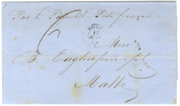 Càd BEYROUTH / SYRIE Sur Lettre Avec Texte Daté Du 17 Mars 1859 Pour Malte. Au Recto, Taxe 6. Au Verso, Càd De Passage A - Posta Marittima
