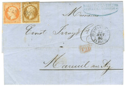 PC 3707 / N° 13 + N° 16 [les 2ex Belles Marges] Càd CONSTANTINOPLE / TURQUIE Sur Lettre Pour Mareuil (Marne). 1860. - SU - Maritime Post