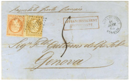 GC 5083 / N° 21 + 23 Càd CONSTANTINOPLE / TURQUIE Sur Lettre Insuffisamment Affranchie Pour Gênes Taxée 5. 1865. - TB /  - Maritieme Post