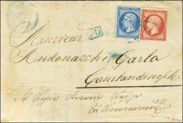 GC Bleu 5087 / N° 22 + 24 Càd Bleu IBRAILA / VALACHIE Sur Lettre 2 Ports Pour Constantinople. 1855. - TB. - R. - Maritime Post