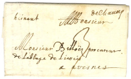 '' De Chauny ''  (L N° 6) Sur Lettre Avec Texte Partiel Daté 1718 Pour Avesnes. - TB / SUP. - Autres & Non Classés