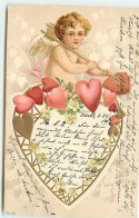 N°12635 - Carte Gaufrée - Clapsaddle - Cupidon - Angelot - Engel