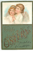 N°10692 - Carte Fantaisie Gaufrée - Fröhliche Ostern - Couple D'Anges - Easter