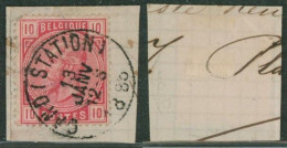 émission 1883 - N°38 Sur Fragment Obl Simple Cercle "Gand (station)" - 1883 Leopold II