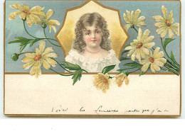 N°6449 - Portrait D'une Fillette - Marguerites (carte Avec Des Perles) - Portraits