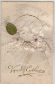 N°11551 - Carte Fantaisie - Vive Sainte Catherine - Bonnet Blanc Et Fleurs Blanches - Santa Caterina