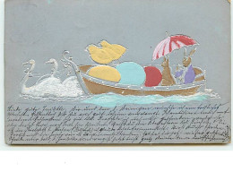 N°9591 - Carte Fantaisie Gaufrée - Pâques - Transport D'oeufs En Barque - Easter