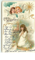 N°9542 - Carte Fantaisie - Fröhliche Weihnachten - Anges - Fillette Priant - Other & Unclassified