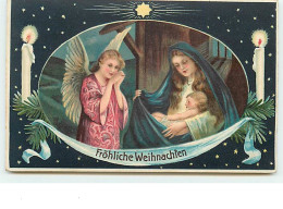 N°9540 - Carte Fantaisie Gaufrée - Fröhliche Weihnachten - Nativité - Ange - Other & Unclassified