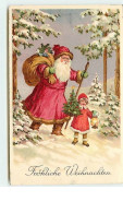 N°10608 - Carte Fantaisie - Fröhliche Weihnachten - Père Noël Et Fillette - Other & Unclassified