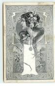 N°11518 - Carte Illustrateur - Art Nouveau - MJS - Femme - 1900-1949