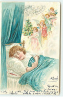 N°17169 - Veselé Vanoce - Enfant Dormant, Des Anges Apportant Un Sapin Décoré, Et Des Jouets - Other & Unclassified