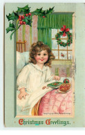 N°17171 - Carte Gaufrée - Frances Brundage - Christmas Greetings - Une Fillette Mangeant Dans Son Lit - Other & Unclassified