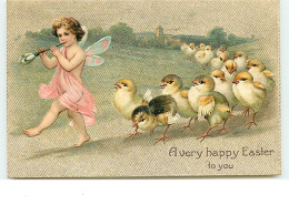 N°13724 - Carte Gaufrée - A Very Happy Easter To You - Ange Menant Des Poussins - Easter
