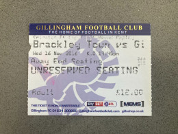 Gillingham V Brackley Town 2016-17 Match Ticket - Tickets - Entradas