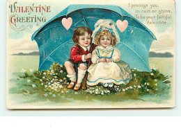 N°11581 - Carte Fantaisie Gaufrée - Valentine Greeting - Clapsaddle - Enfants Sous Un Parapluie - Valentinstag