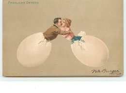 N°6384 - Fröhliche Ostern - Couple S'embrassant Sortant D'oeufs - Pâques