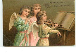 N°13688 - Carte Fantaisie Gaufrée - Gesegnete Weihnachten - Anges Jouant Du Violon - Other & Unclassified