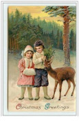 N°2790 - Christmas Greetings - Enfants Et Biche - Other & Unclassified