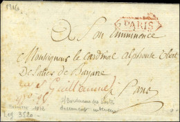 Delcampe - Marque Postale Encadrée Rouge PARIS Sur Bordereau Des Postes Daté Du 10 Avril 1816 Adressé Localement. - TB / SUP. - R. - Autres & Non Classés