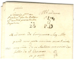 Lettre En Port Dû Avec Texte Daté 1763 Remise Au Boitier G / 36 Pour Paris. - TB. - Other & Unclassified