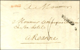 ' Auteuil ' Rouge (L N° 104) Sur Lettre Avec Texte Daté 1777 Pour Roanne, Au Recto Marque De La Grande Poste PAROO (L N° - Other & Unclassified